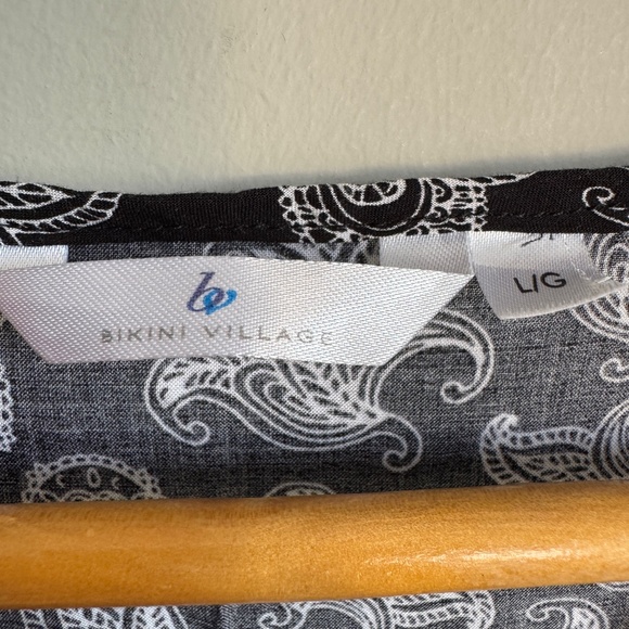 Bikini Village Women's Aztec Floral Beach Cover Up Top Black Large Vacation Pool - Picture 6 of 12